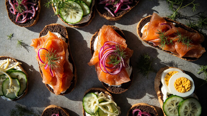 Obraz premium Nordic Open Sandwich (Smørrebrød Modern Minimalist)