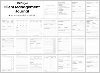 Client Management Journal Business CRM Tracker 25 Pages. Project Planner Invoice Log Meeting Notes Communication Preferences.