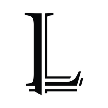 Letter L Black Silhouette Icon