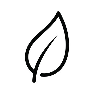 Simple Black Leaf Icon on White Background