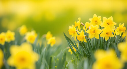 Yellow Daffodils in Blooming Field © Novi