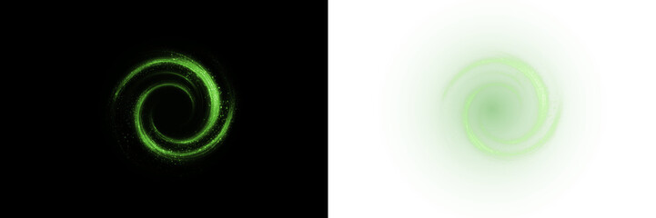 Glowing green energy portal ring with particle sparks isolated on dark and light background. Futuristic circular effect with luminous aura. © lolita PnG