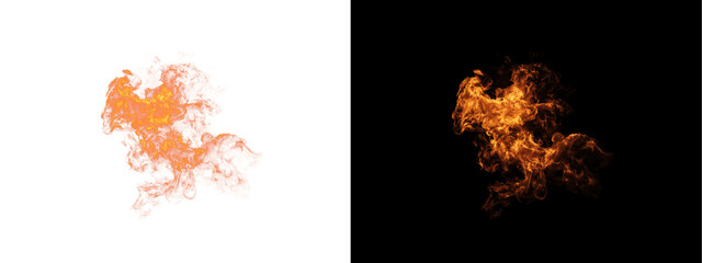 PNG image of a flame with a glow effect, isolated for visual overlay with sparks. © lolita PnG