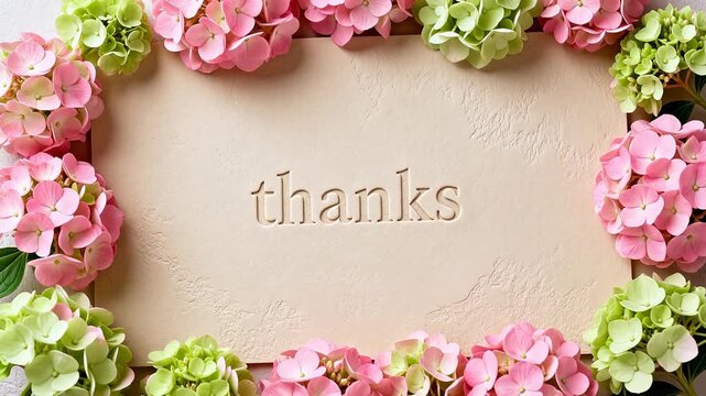 thank you card with hydrangea flowers