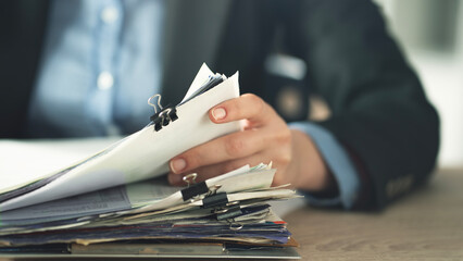 Naklejka na ściany i meble Working on documents and files in the office