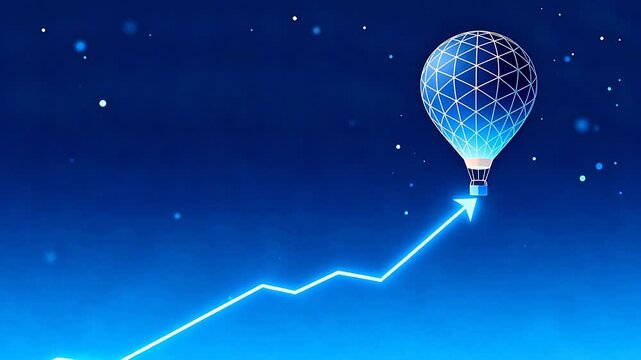 Digital hot air balloon ascending
