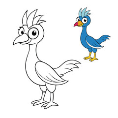 Obraz premium Tesourão bird coloring page featuring the elegant fork-tailed flycatcher with long, flowing tail feathers perched on a branch, detailed yet clean outlines perfect for creative coloring fun. 