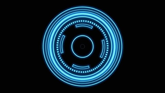 Digital holographic pulse projection flickering blue energy rings transparent background seamless futuristic surreal ambience cascading softly glowing abstract unique style ultra realistic loop