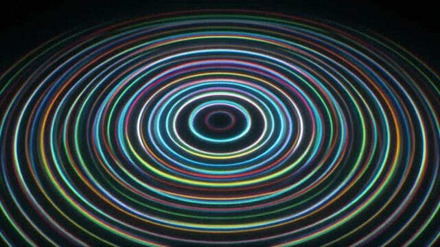Digital holographic pulse wave concentric circular energy ripples subtle motion seamless futuristic surreal ambience cascading softly glowing abstract unique style ultra realistic loop