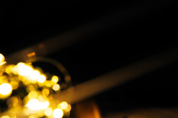 beautiful golden glare with bokeh and rays