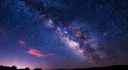 Fototapeta premium milky way galaxy over night sky with stars and purple cosmic clouds landscape.