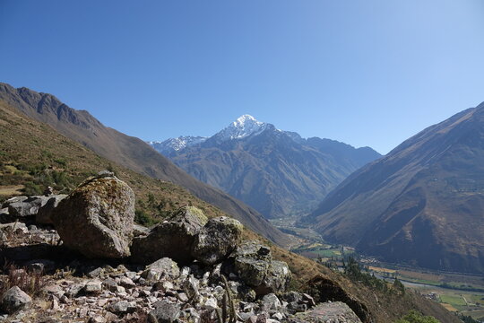 View of Apu Veronica from the Trail to Inti Punku, Ollantaytambo, Peru