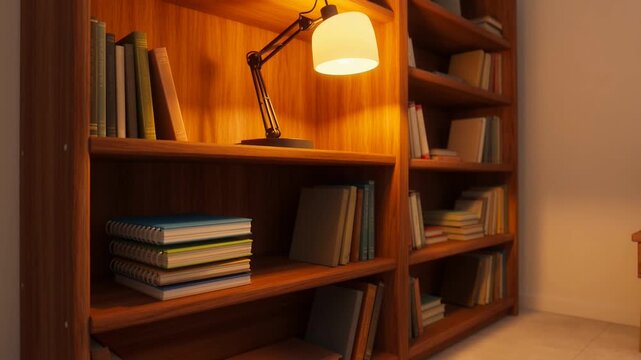 Cozy Bookcase With Lamp, Study Nook, Home Library, Reading Corner, Interior Design