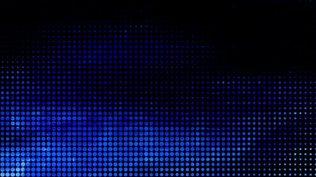 Abstract blue halftone dot pattern with pulsing digital motion on black background, perfect for modern tech and cinematic video projects.