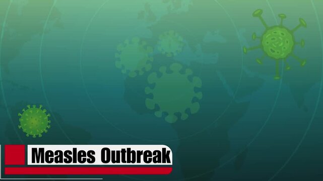 High‑quality 4K footage showing global measles outbreak visuals, disease spread patterns, and public health alert imagery for educational and news use.