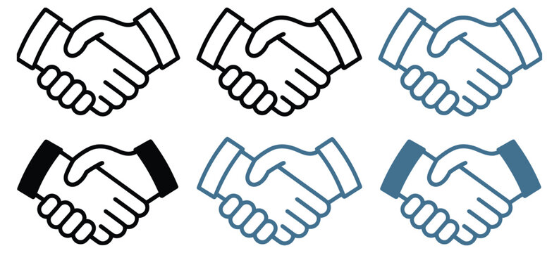 Hand shake logo icon transparent PNG, business agreement and handshake icons in different styles, two hands making a deal, editable vector