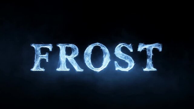 Evolving frost text effect with blue icy glow in dynamic sequence