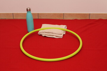 Hula hoop and fitness essentials ready for workout session