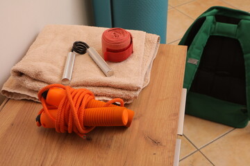 Fitness equipment ready for intense home workout
