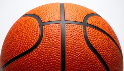 Obraz premium Close Up Detail of Basketball Texture and Black Ribbing Isolated on White Background for Sports and Athletics