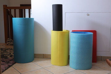 Fitness accessories stored at home for exercising