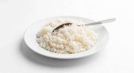 Simple Rice Meal Displayed in Clean Studio Setting