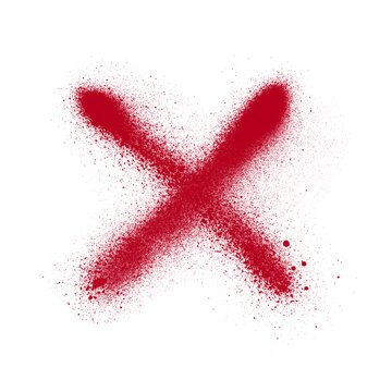 Red X Spray Paint on White Background