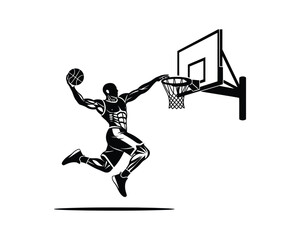 Body twisted Basketball dunk vector silhouette illustration design, body twisted dunk vector, twisted body basketball dunk silhouette, spinning dunk vector, rotational slam dunk silhouette,  © Rasel
