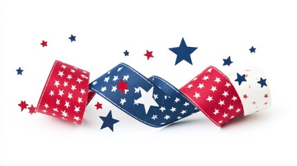 Obraz premium Red White and Blue Star Pattern Ribbons for Patriotic Celebration