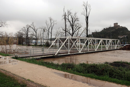 Leiria, Portugal. Destruction of the city after the passage of of Storm Kristin (Portuguese: Tempestade Kristin)  