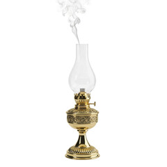 Antique oil lamp with smoke