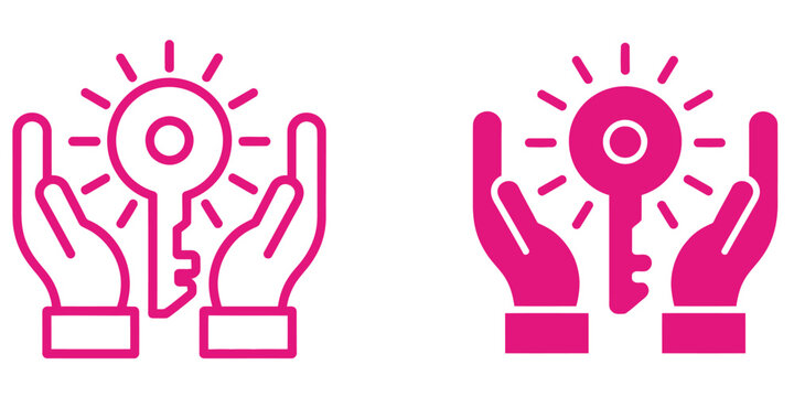 Business opportunity and key to success icon collection, achievement and growth symbols, branding, print, and digital media elements, editable vector