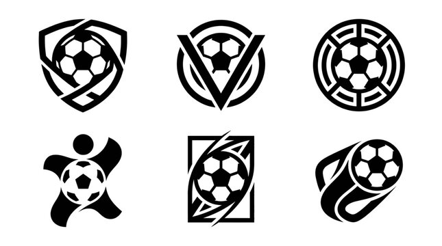 Football and soccer badge icon set for sports branding, tournament logos, team identity design, athletic club emblems, and championship event graphics.