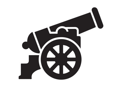 old cannon logo silhouette vector, army silhouette old cannon logo vector illustration, field gun logo vector silhouette, weapon military old cannon history logo vector silhouette on white background