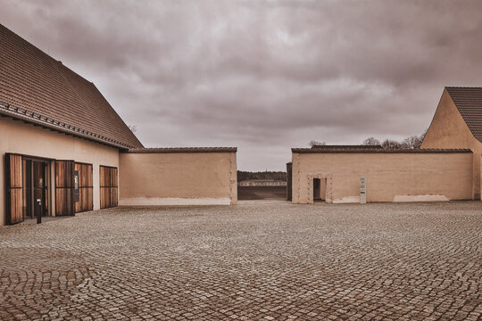 Former main SS headquarters building at the Ravensbr&uuml;ck concentration camp memorial site in F&uuml;rstenberg/Havel, Germany.
