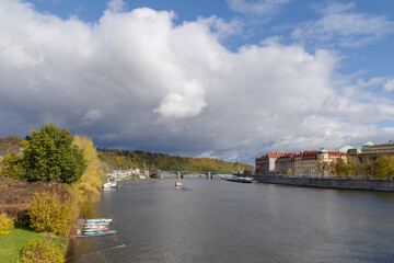 Obraz premium Cechuv bridge over the Vltava River, Prague, Czech Republic