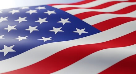 Obraz premium American flag waving in the wind with stars and stripes