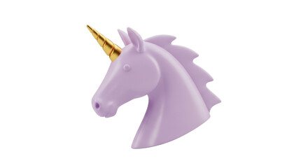 Lilac Unicorn Head with Golden Horn