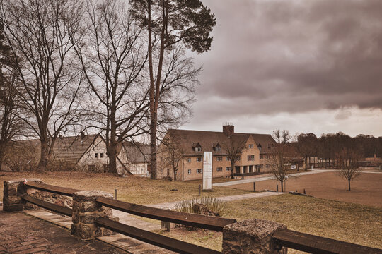 Former main SS headquarters building at the Ravensbr&uuml;ck concentration camp memorial site in F&uuml;rstenberg/Havel, Germany.
