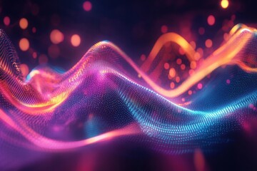 Abstract neon light waves background