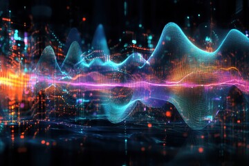 Audio waveform neon visualization