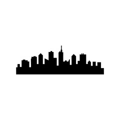 Fototapeta premium Black and white minimalist urban skyline silhouette depicting modern city architecture Vector, illustration