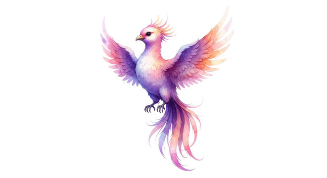 Watercolor Phoenix Bird Rising