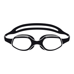 An icon of swimming goggles, on a white background, for use in pools or open water by swimmers of all skill levels.