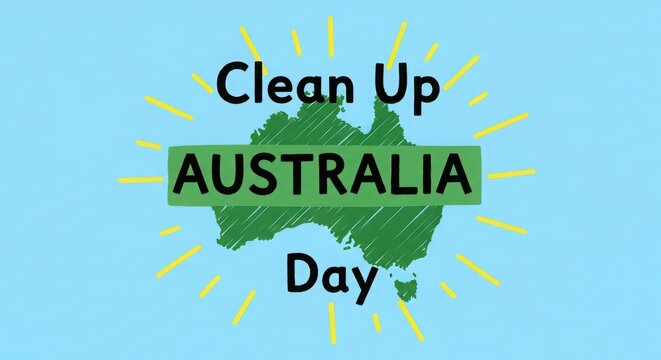 Clean Up Australia Day vector illustration with Australia map
