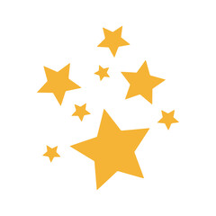 Obraz premium Golden stars of varying sizes scattered across a clean white background evoking simplicity and celebration