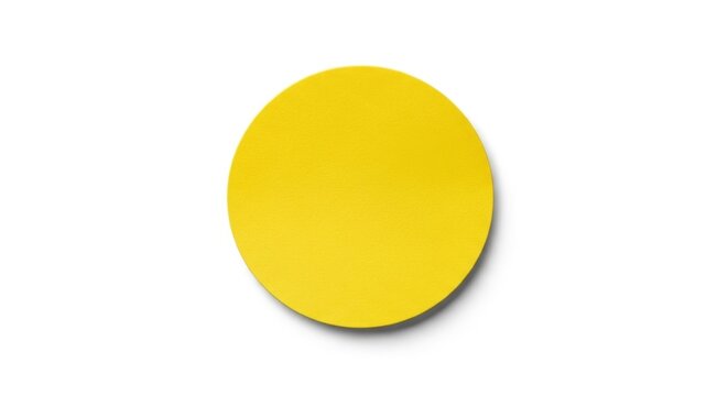 Vibrant yellow circle with subtle shadow on a clean white background. Simple and minimalist design, perfect for abstract concepts.