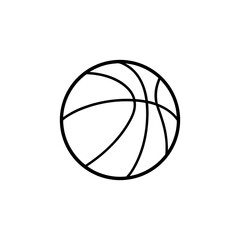 Illustration of a basketball from a front viewpoint showcasing sports equipment in a simple graphic style