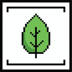 Obraz premium vector illustration of a leaf 8bit