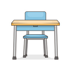 Fototapeta premium School desk icon in cartoon flat style. Education chair and table vector illustration on isolated background. College furniture sign business concept.